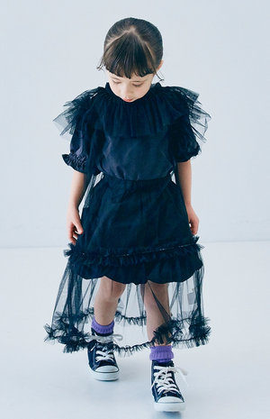 noirkeininomiyaチュールパフスリーブ ブラックTシャツ Noir Kei Ninomiya チュールスリーブ Tシャツ | ブラック