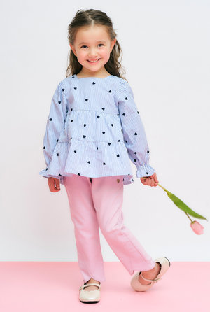 aprés les cours：ハート刺繍ティアードチュニック